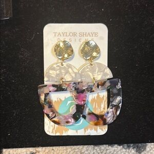 Gold and Multi color Statement Earrings